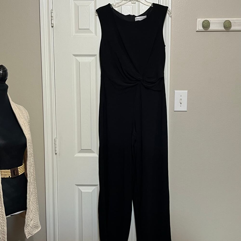Emma & Michelle Women’s Knit Jumpsuit Sz Large Black Stretch Sleeveless